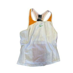 Nike Womens Dri-Fit Racerback Tank Top Athletic Wear S White & Orange